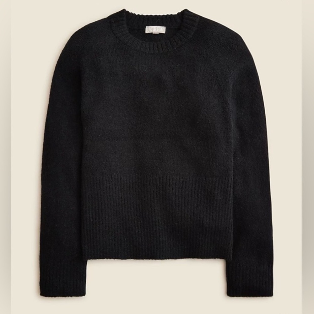 J Crew Classic Crew Knit Sweater NWT Black L/S Wool-Blend Exaggerated Rib L